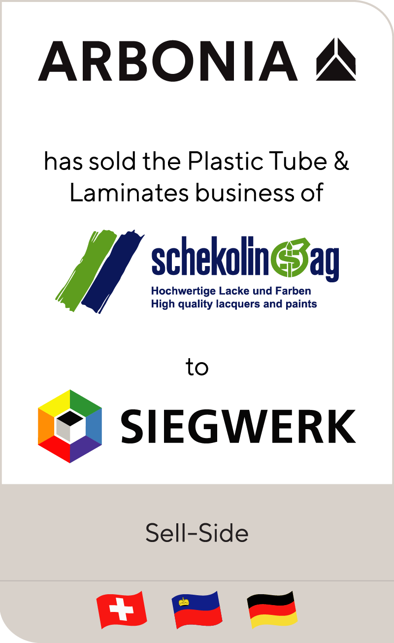 Arbonia has sold plastic tube business to Schekolin to Siegwerk