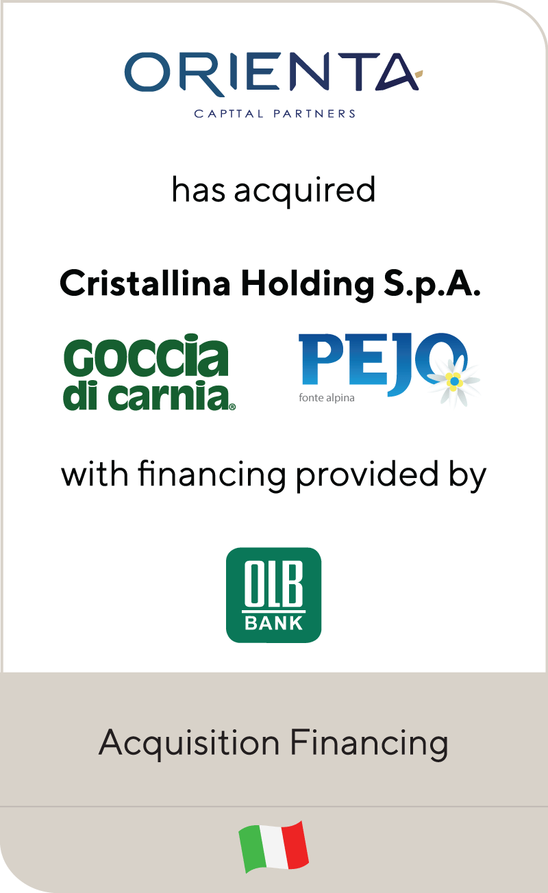 Orienta Cristallian Holding Pejo Goccia OLB Bank 2021